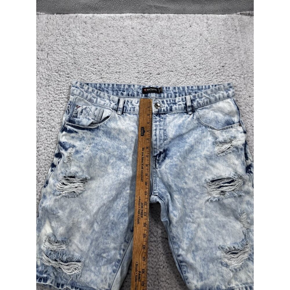 Men's Southpole Acid Wash Cotton Distressed Denim Shorts Size 38 Regular - Picture 2 of 10